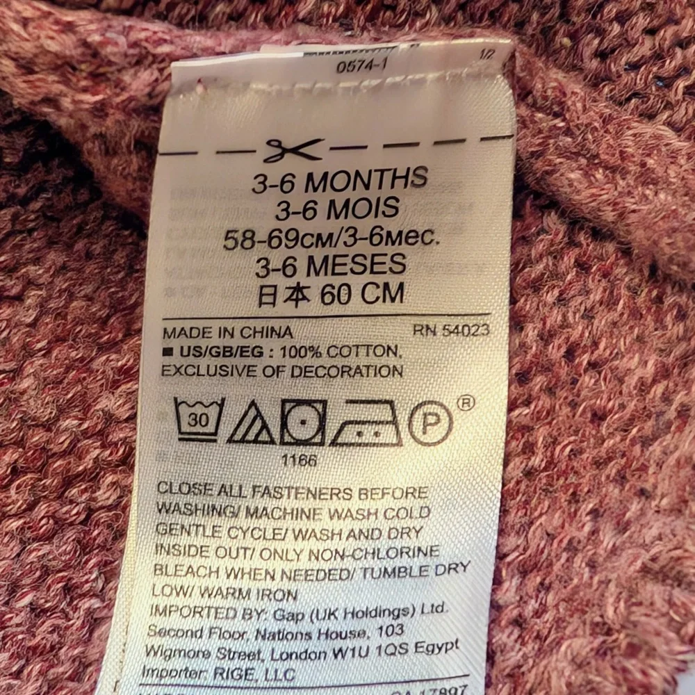 Baby Gap Plum Knit Cardigan size 3-6 Animal Face Hood